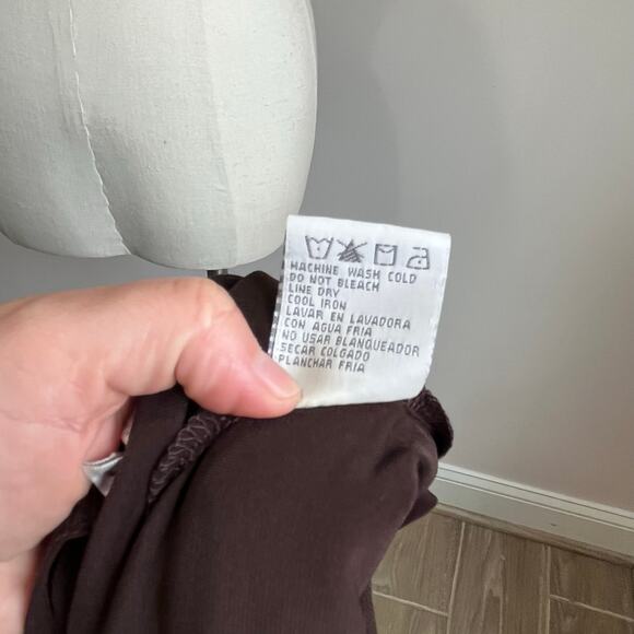 Y2K DressBarn Chocolate Brown Slinky Midi Dress 10 Stretch V Neck Elegant - Picture 6 of 8